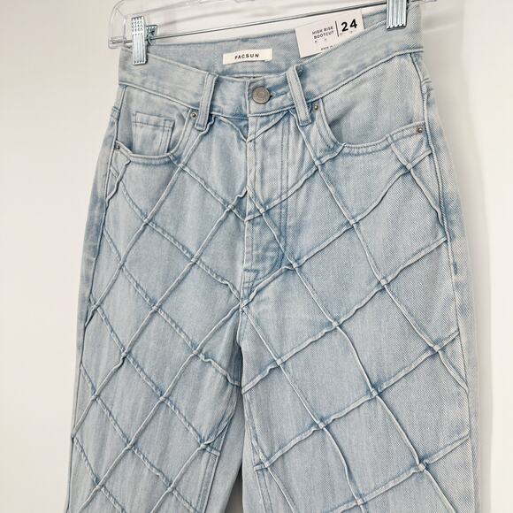 Pacsun Pintuck High Rise Bootcut Jeans Womens 24 NEW Light Blue Wash Button Fly - Picture 3 of 12